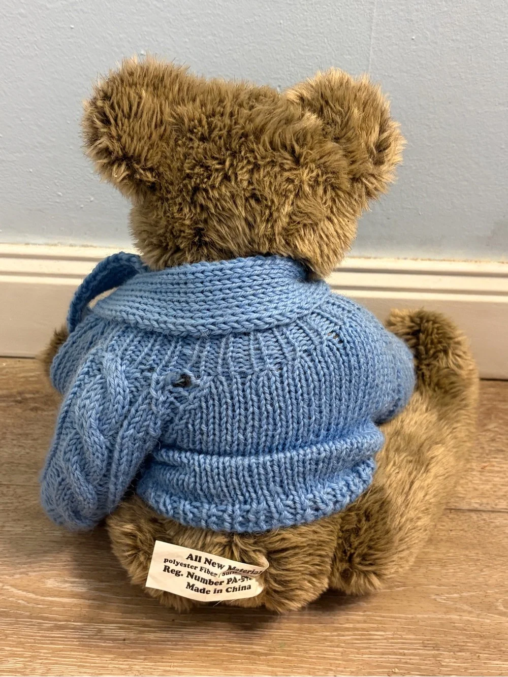 TS Teddy Bear with Blue Sweater and Scarf